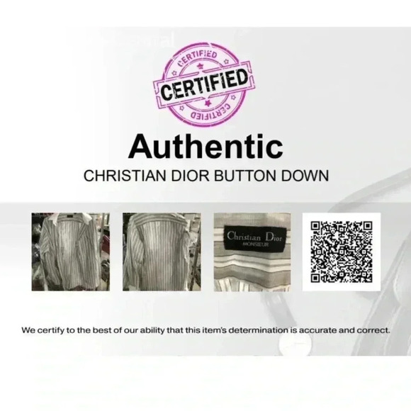 Christian Dior button up stripe shirt size 17.5/35 - Picture 10 of 10